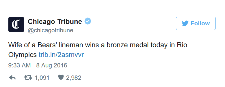 Chicago Tribune's sexist tweet-Rio Olympics