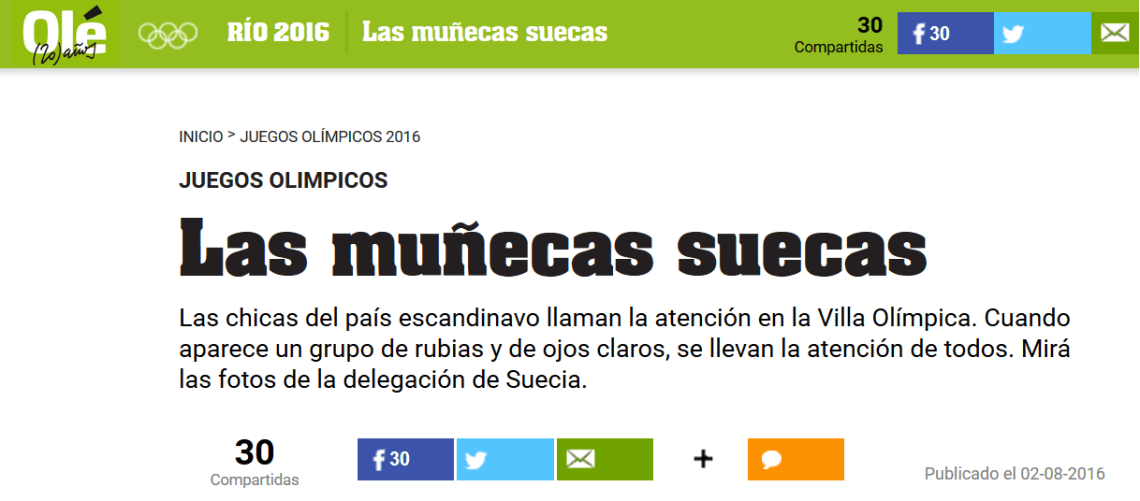 Olé's sexist article-Rio Olympics